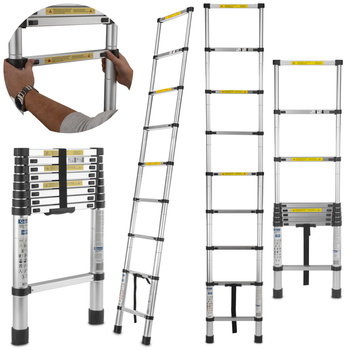 GEKO G02444 Hliníkový teleskopický žebřík 2,6 m 150 kg