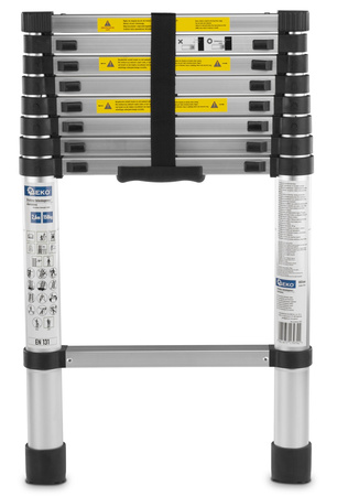 GEKO G02444 Hliníkový teleskopický žebřík 2,6 m 150 kg 