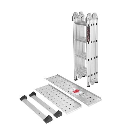 KRAFT&DELE KD4071 Hliníkový Žebřík 4x4 460cm multifunkční s PLATFORMOU kloubový skládací