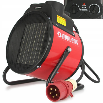 MARPOL M80911 Elektrický ohřívač vzduchu topidlo přenosné 5kW ohřívání 400V PTC