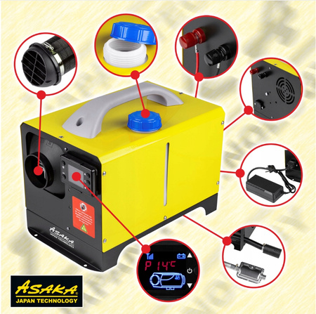 ASAKA ASOH12KW Ohřívač vzduchu topidlo do auta 12kW 230V 12V