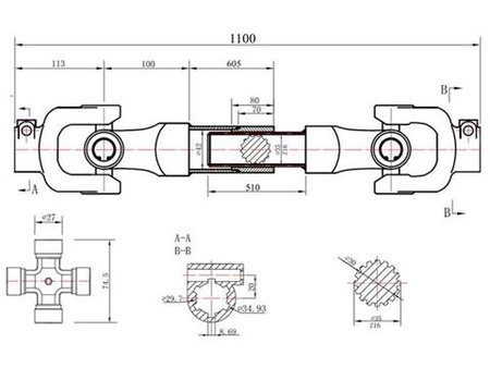 GEKO G72315 Kloubový kardanový hřídel s krytem frezový 1100mm