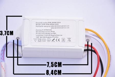 SZPILA 00857 Senzor pohybu, pohybový senzor, PIR čidlo 220V 200W