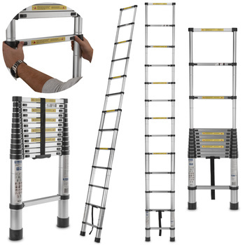 GEKO G02445 Hliníkový teleskopický žebřík 3,8 m 150 kg